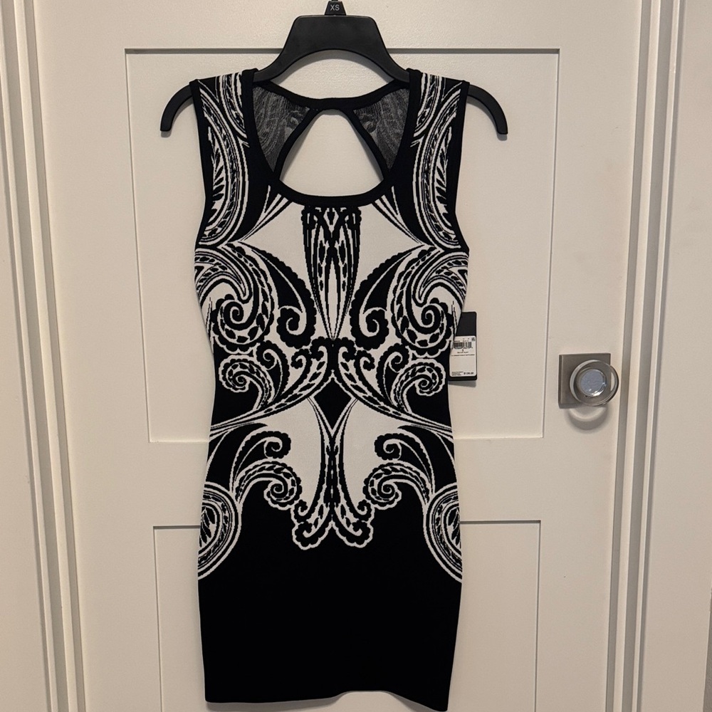 Guess Black and White Backless Dress